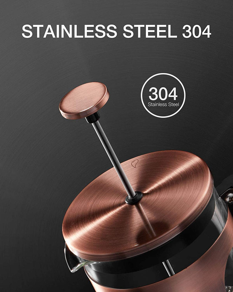 Veken French Press Coffee Maker (34 oz), 304 Stainless Steel